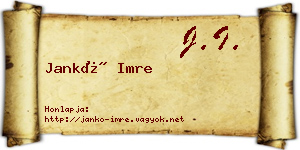 Jankó Imre névjegykártya
